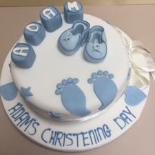 Blue and White Themed Christening Cake
