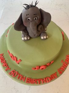 Green elephant theme cake